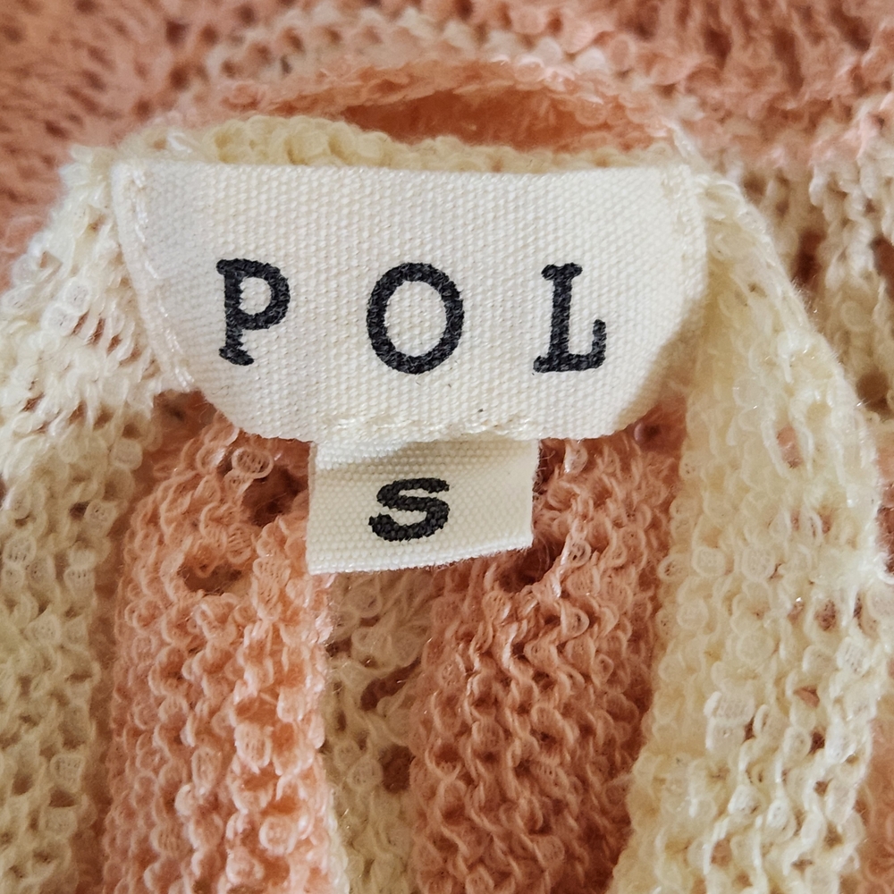 POL Pink and White Oversized Sweater Size Small Pink Distressed Sweater - Picture 7 of 8